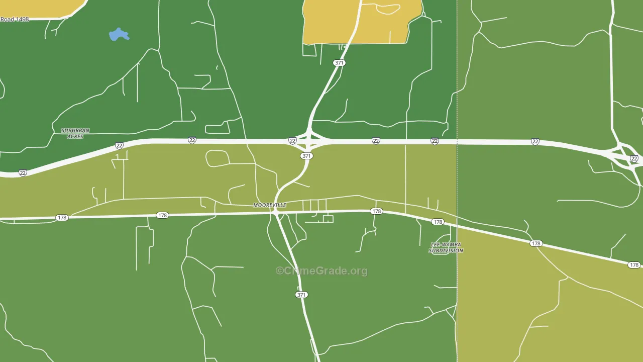 Mooresville, MS Map of Assault Rates