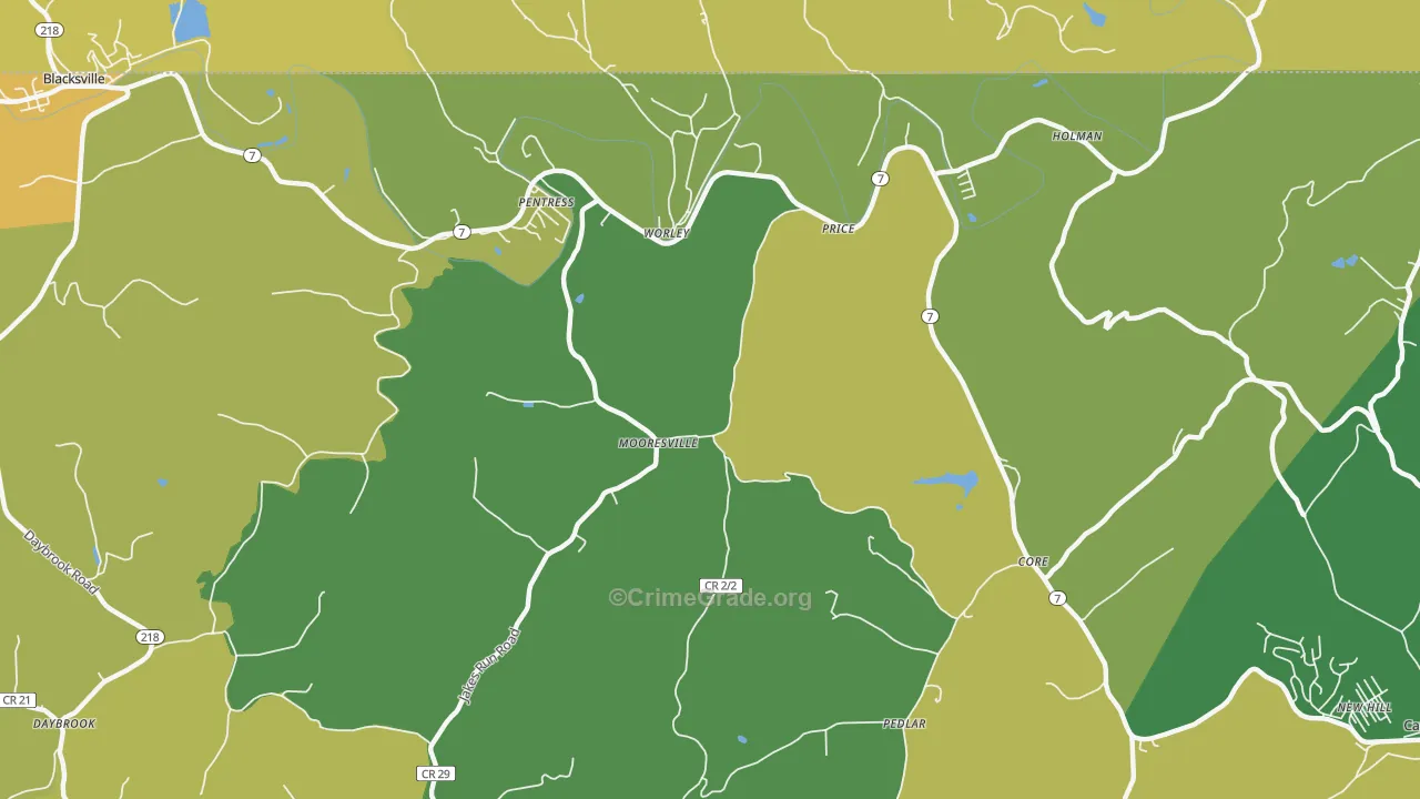 Mooresville, WV Map of Assault Rates