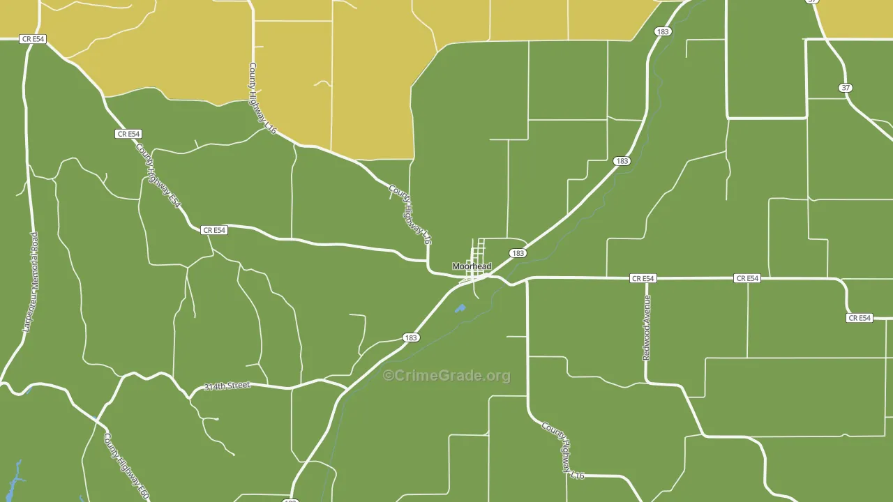Moorhead, IA Map of Assault Rates