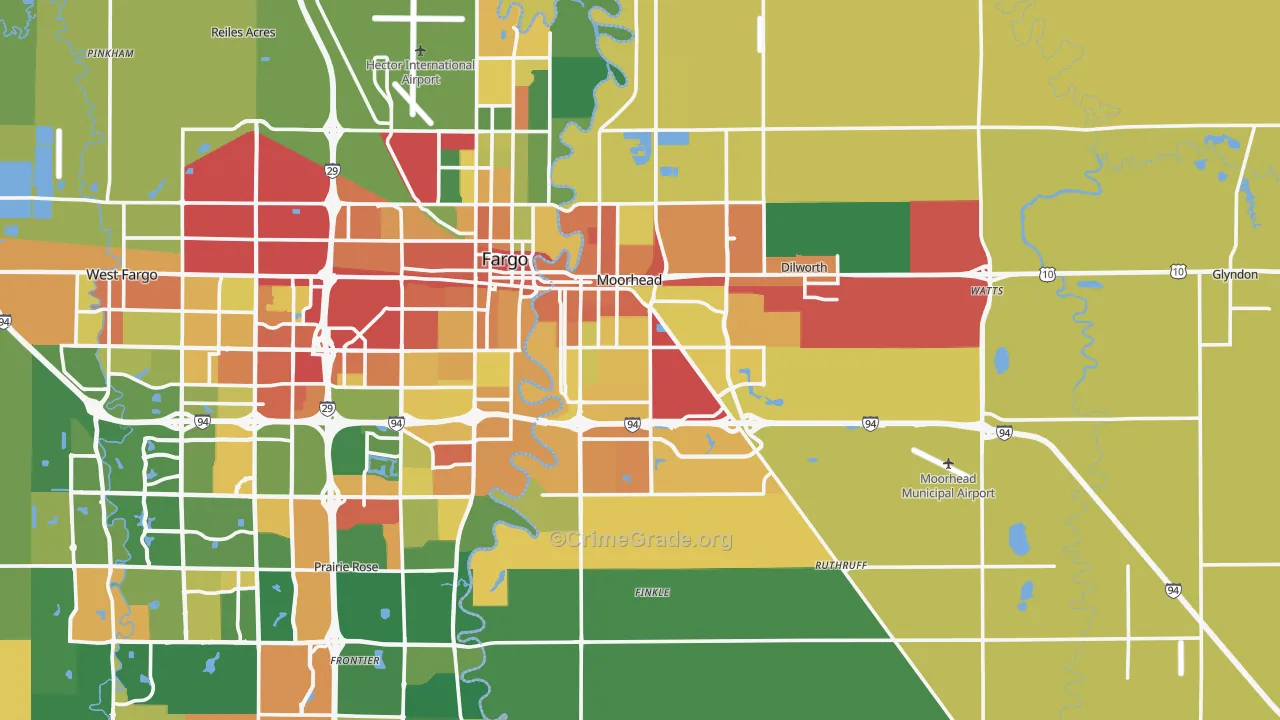 Moorhead, MN Map of Assault Rates