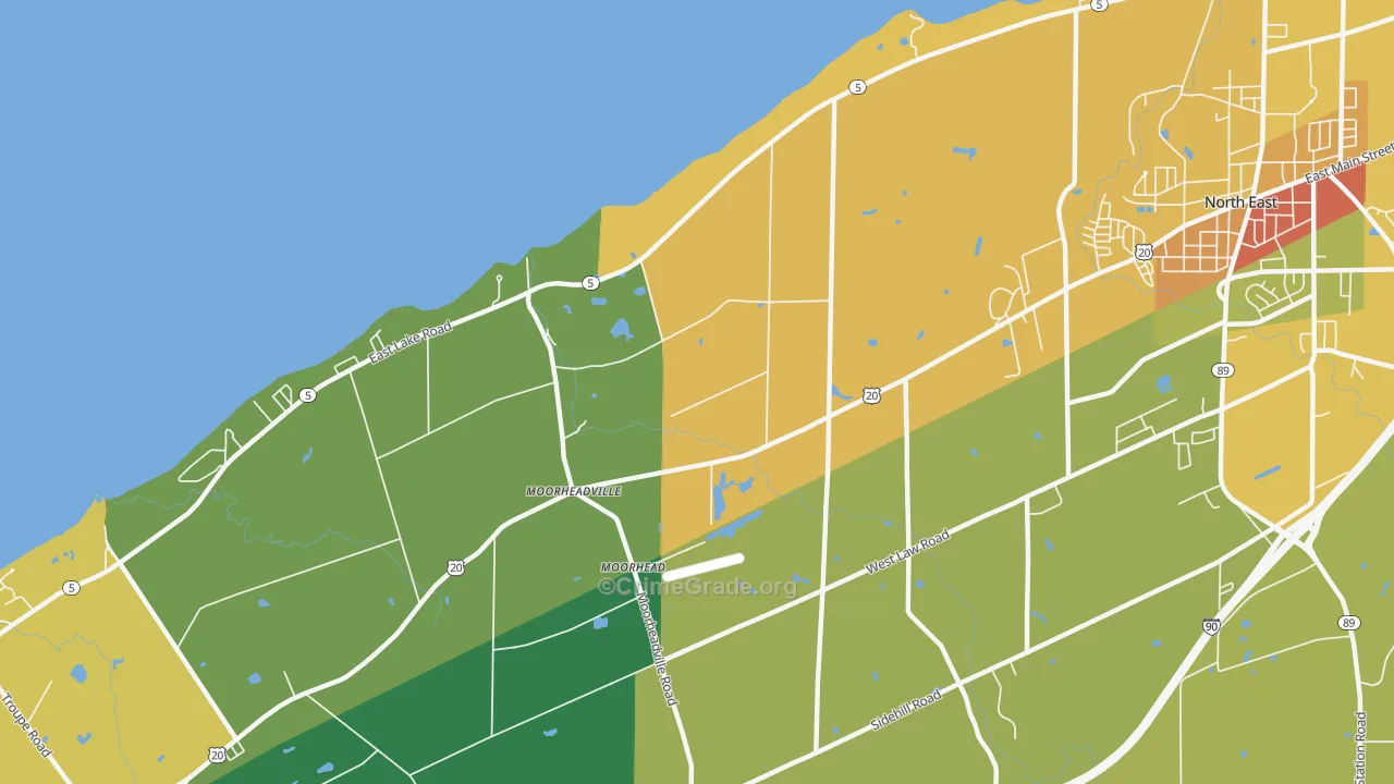 Moorheadville, PA Map of Assault Rates