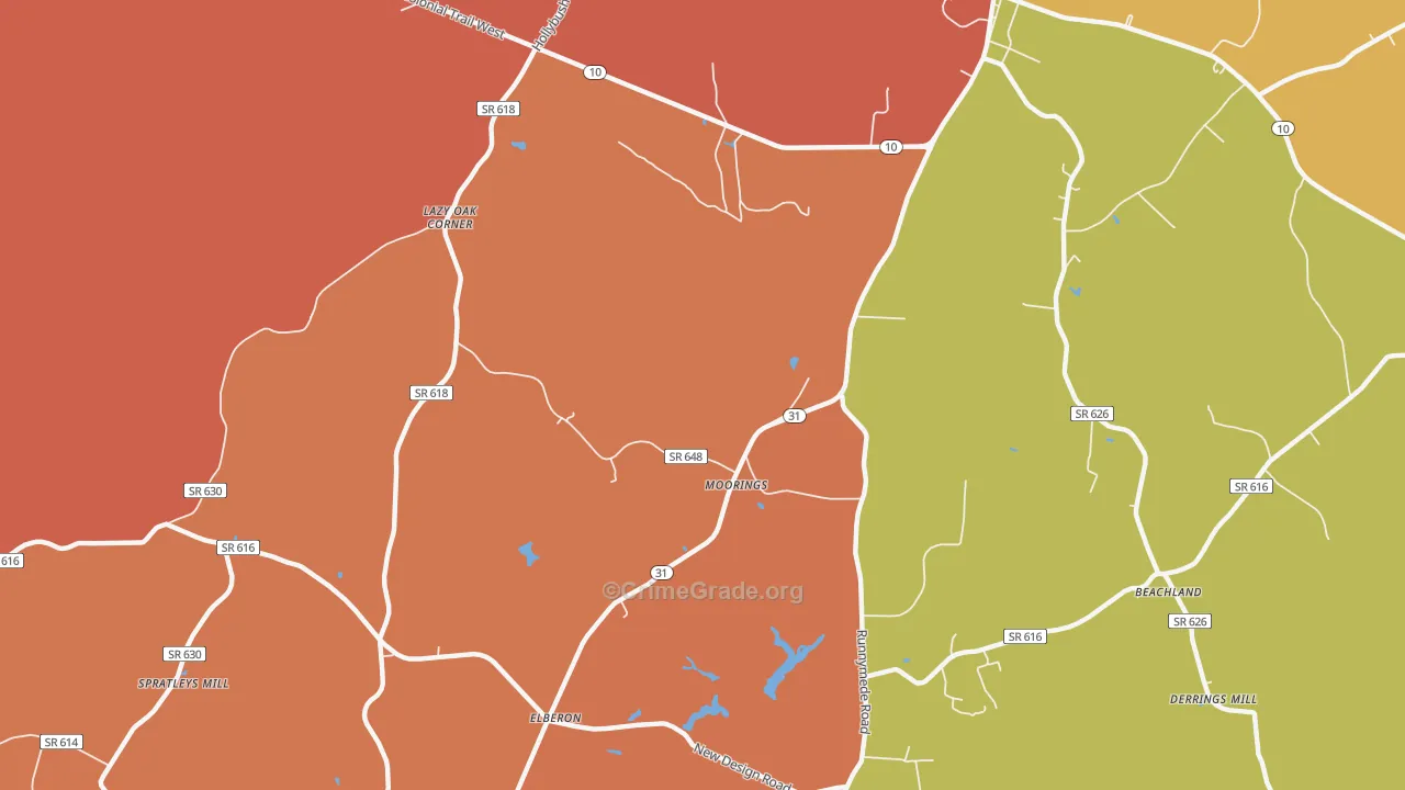 Moorings, VA Map of Assault Rates