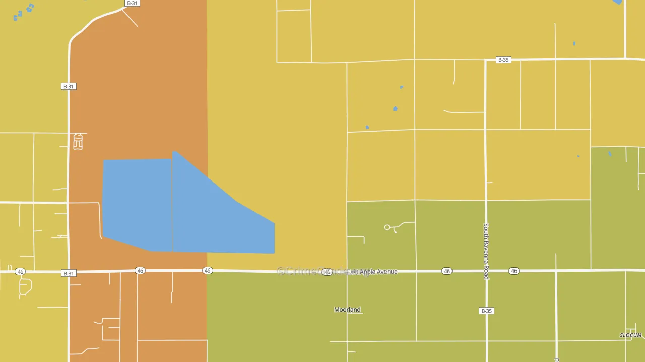Moorland, MI Map of Assault Rates