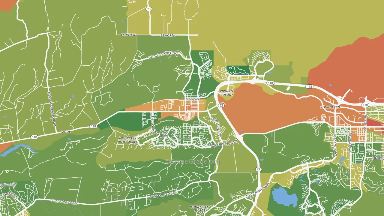 Moorpark, CA Map of Assault Rates