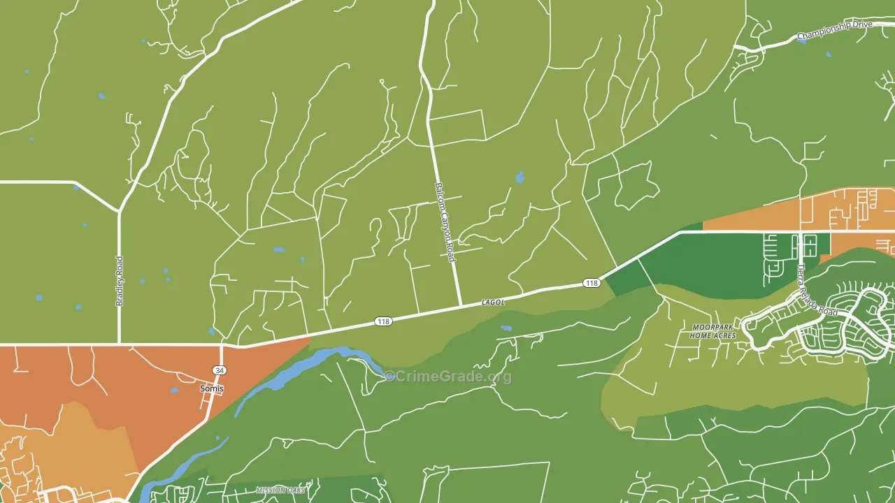 Moorpark Home Acres, CA Map of Assault Rates