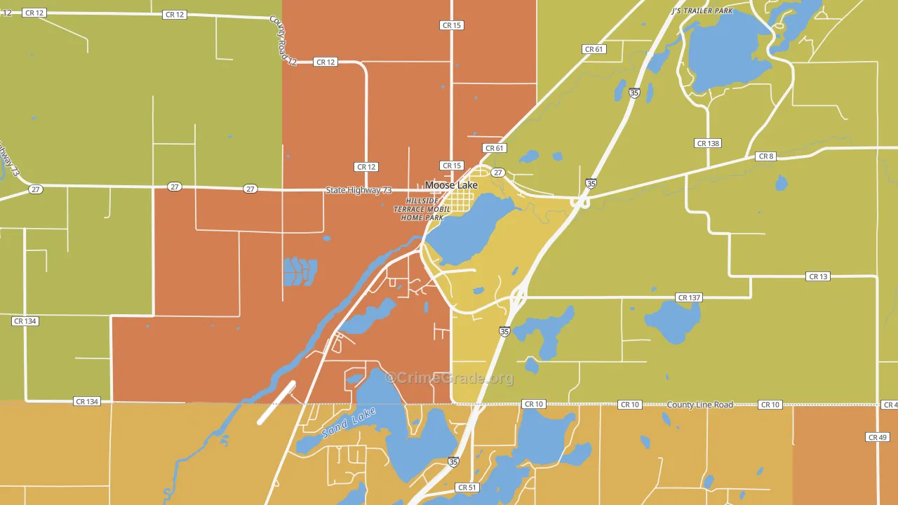 Moose Lake, MN Map of Assault Rates