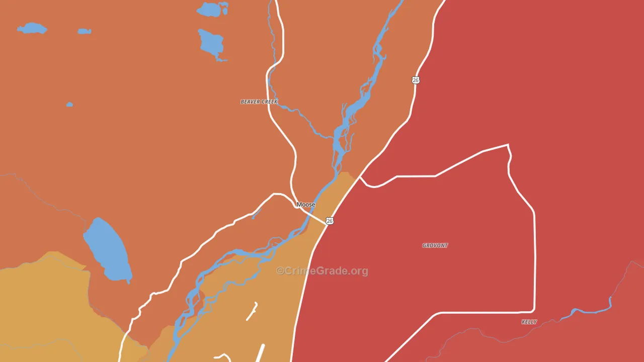 Moose, WY Map of Assault Rates