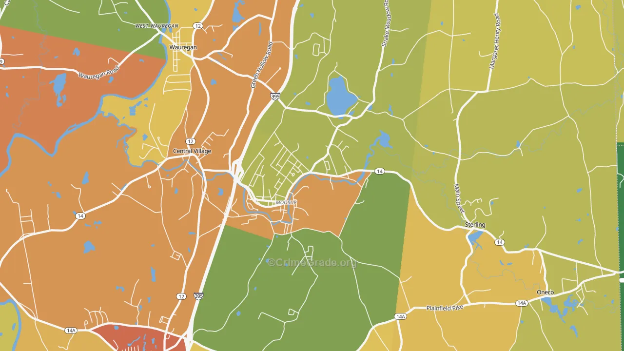 Moosup, CT Map of Assault Rates