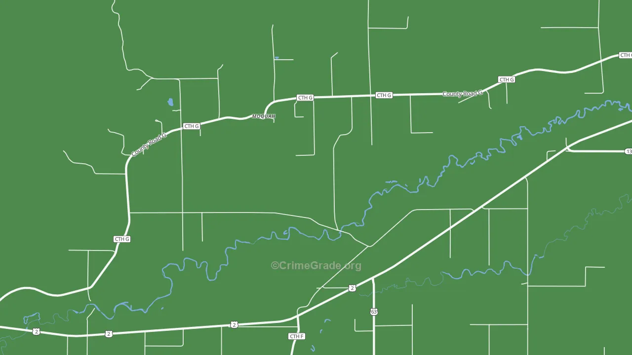 Moquah, WI Map of Assault Rates