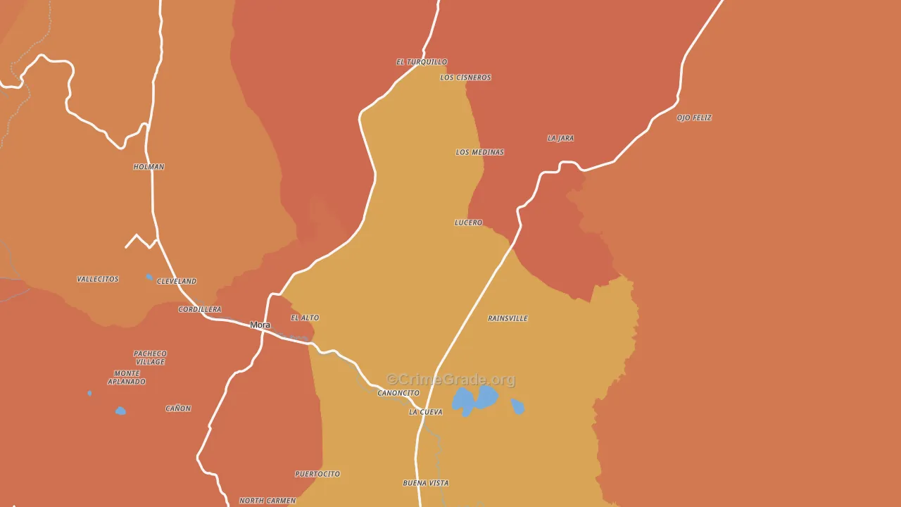 Mora County, NM Map of Assault Rates
