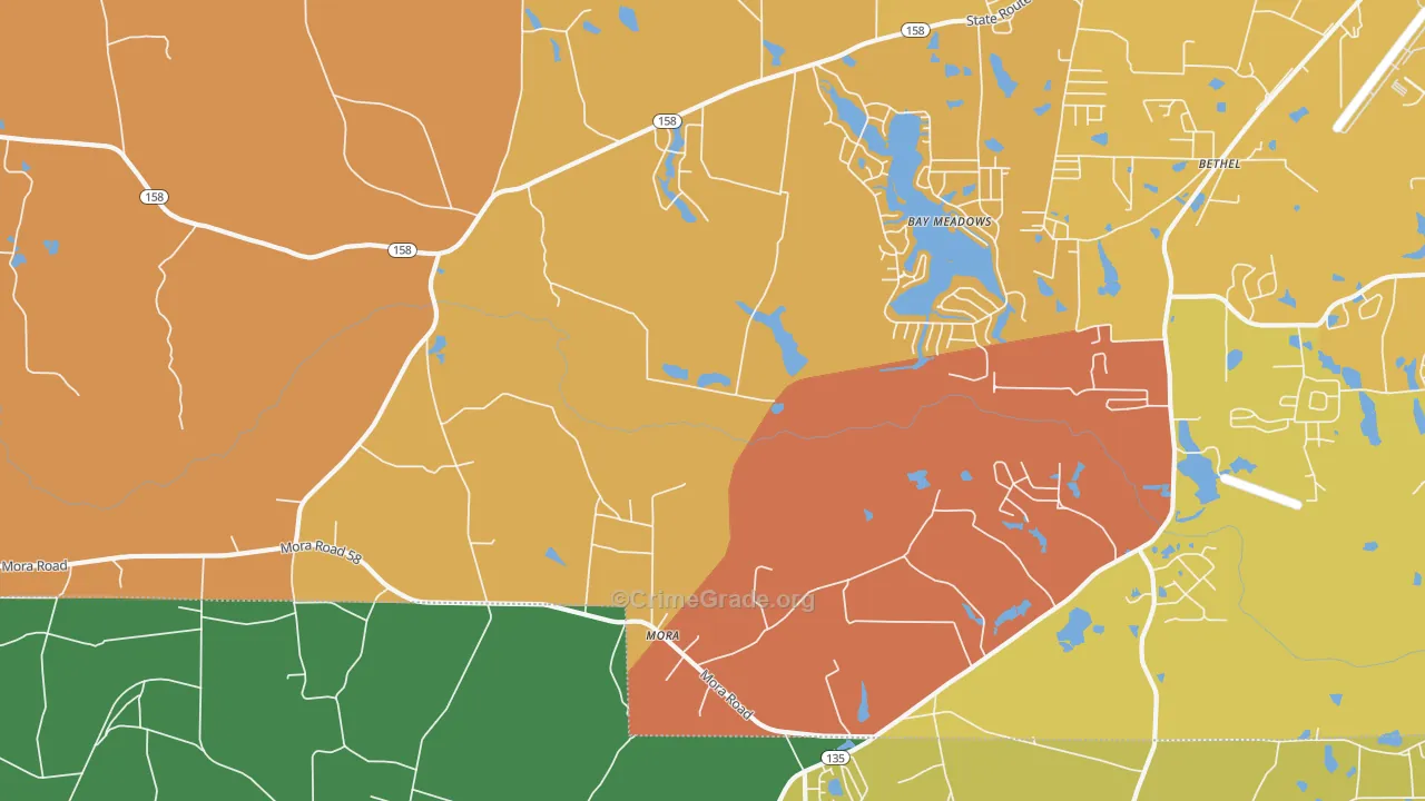 Mora, GA Map of Assault Rates
