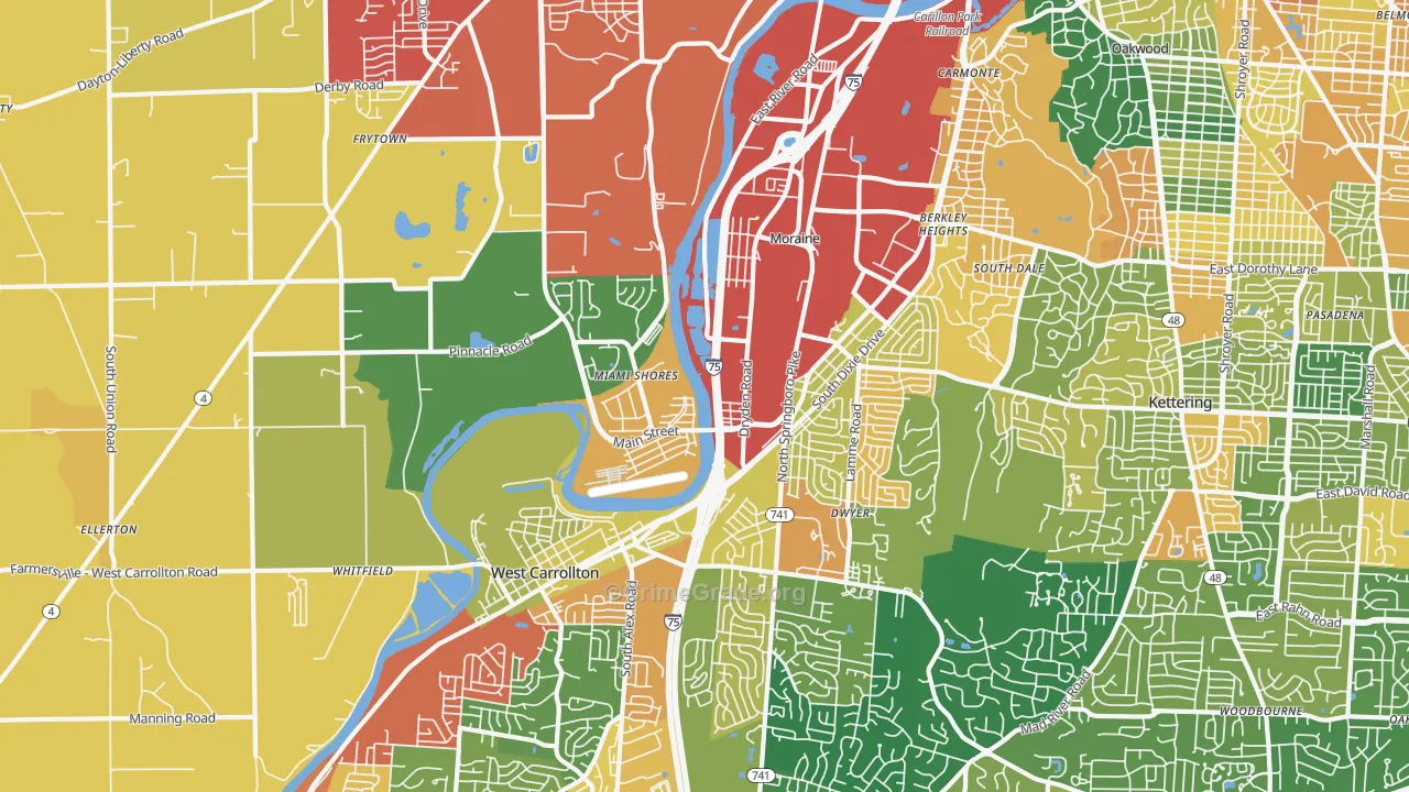 Moraine, OH Map of Assault Rates