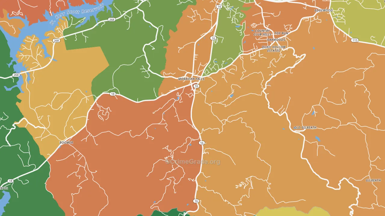 Moravian Falls, NC Map of Assault Rates