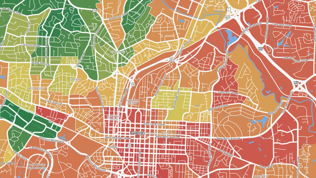 Mordecai, Raleigh, NC Map of Assault Rates