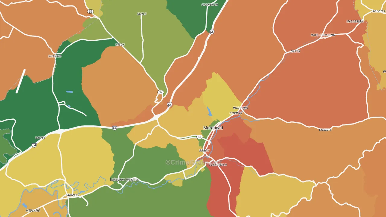 Morehead, KY Map of Assault Rates
