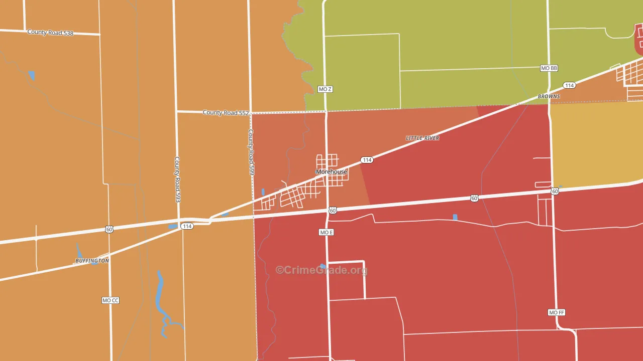 Morehouse, MO Map of Assault Rates