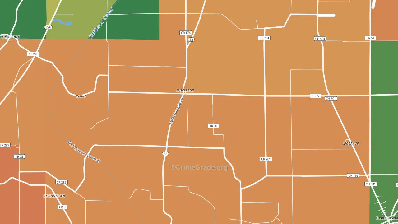 Moreland, OH Map of Assault Rates