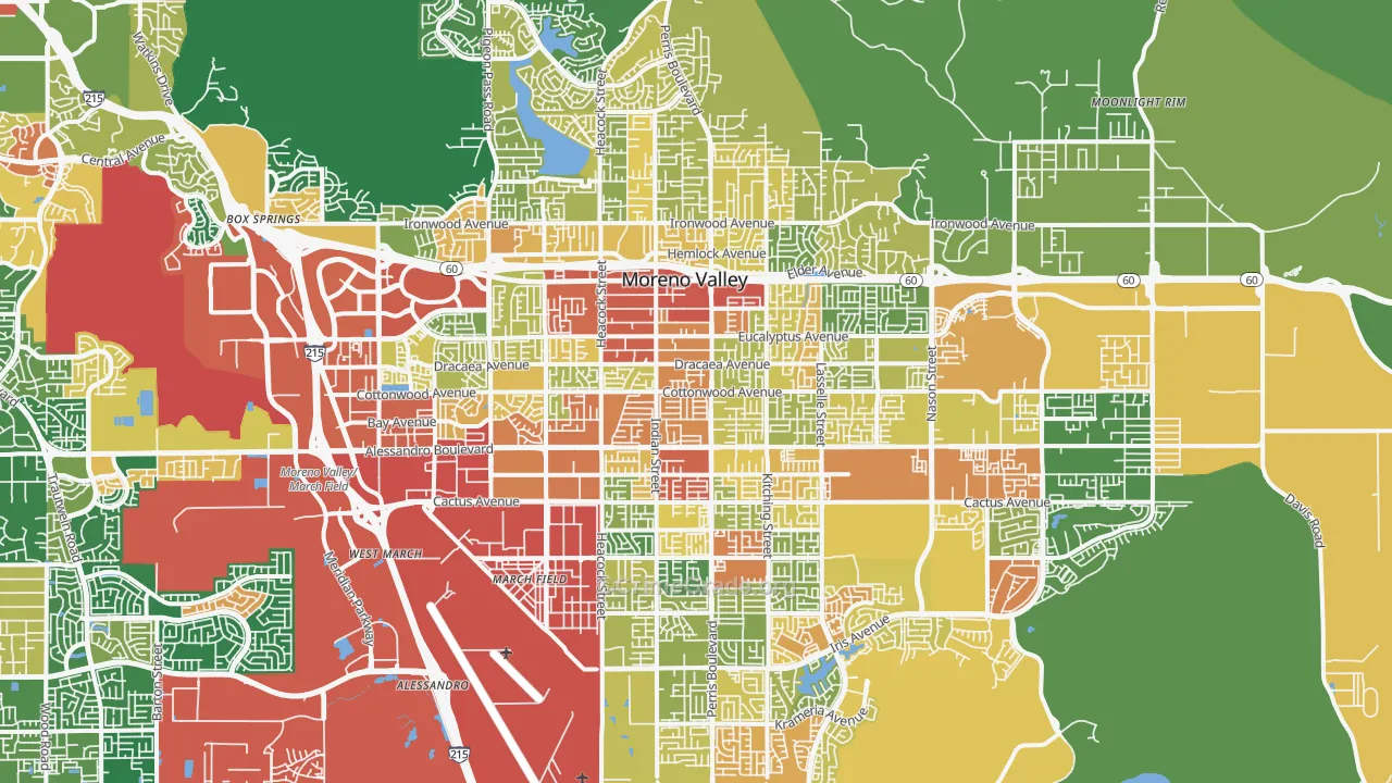 Moreno Valley, CA Map of Assault Rates