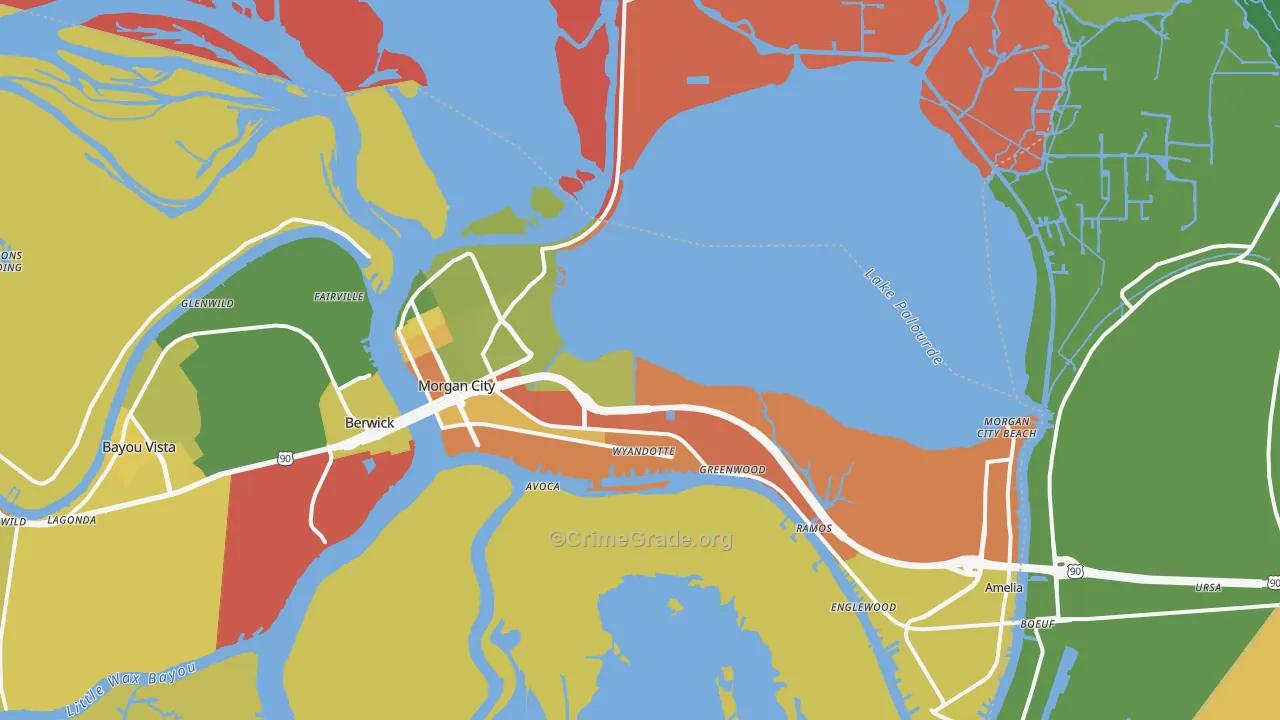 Morgan City, LA Map of Assault Rates