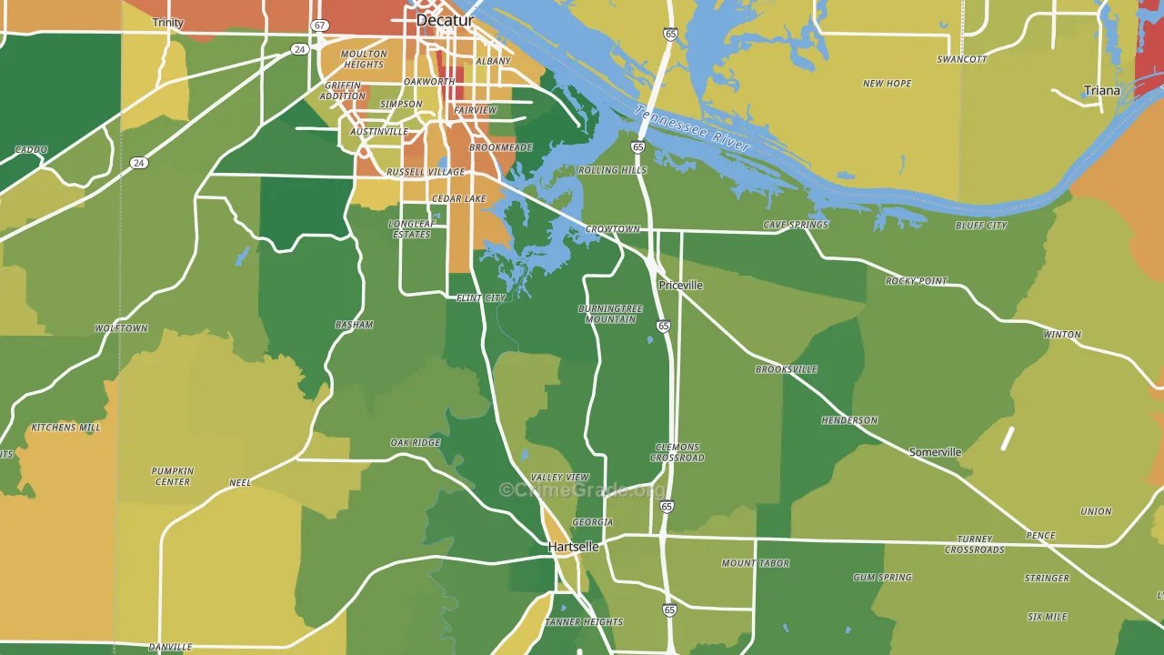 Morgan County, AL Map of Assault Rates