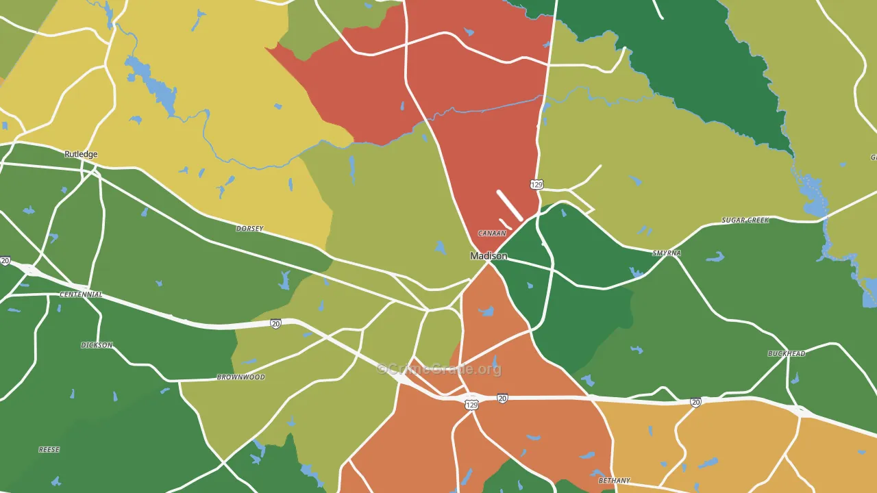 Morgan County, GA Map of Assault Rates