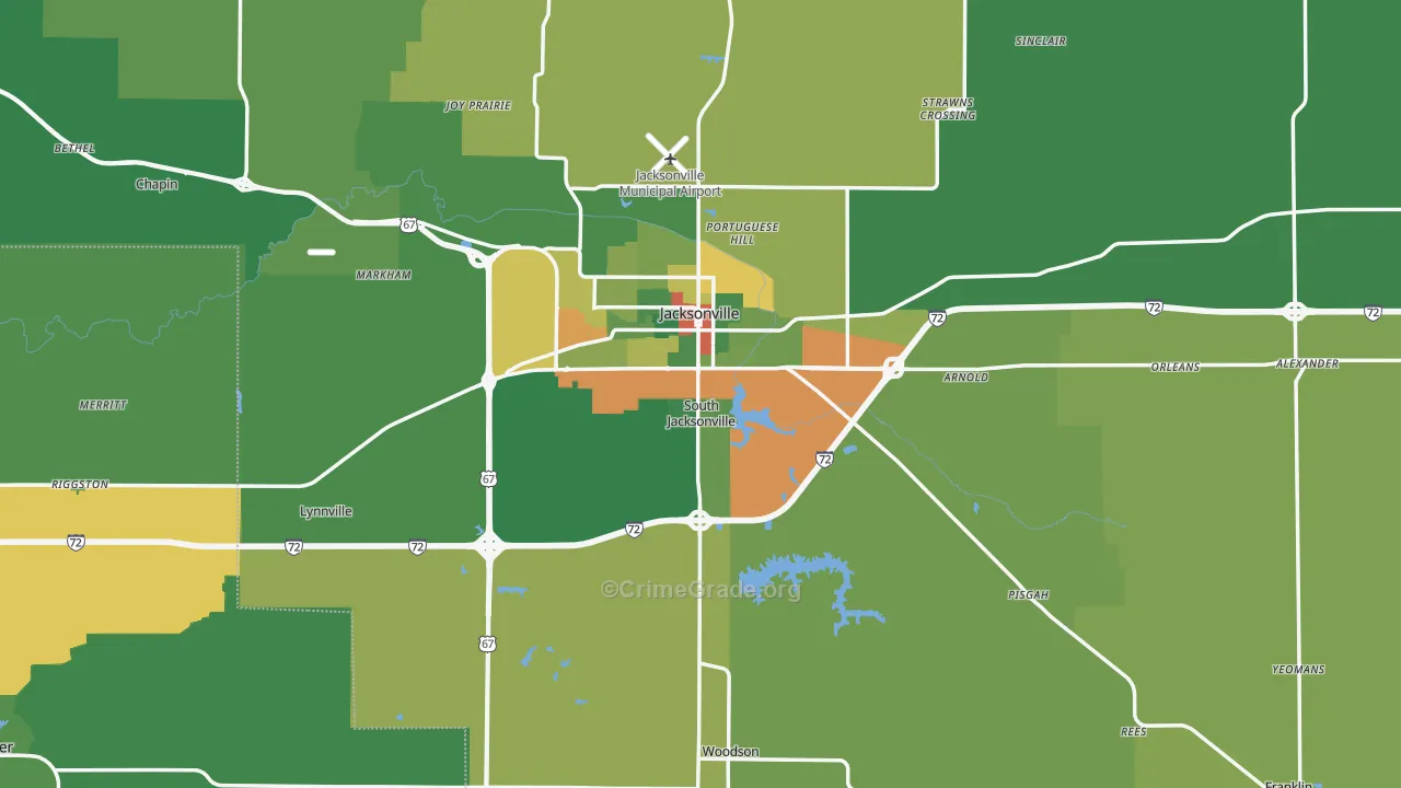 Morgan County, IL Map of Assault Rates