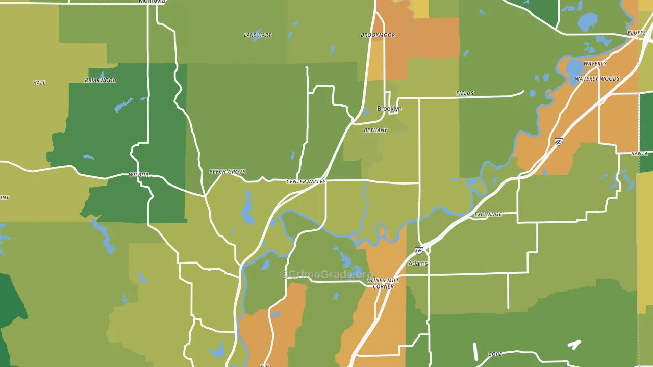 Morgan County, IN Map of Assault Rates