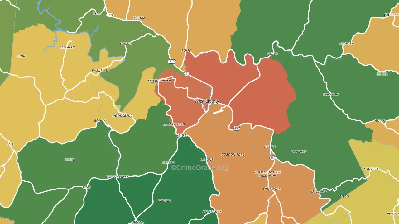Morgan County, KY Map of Assault Rates