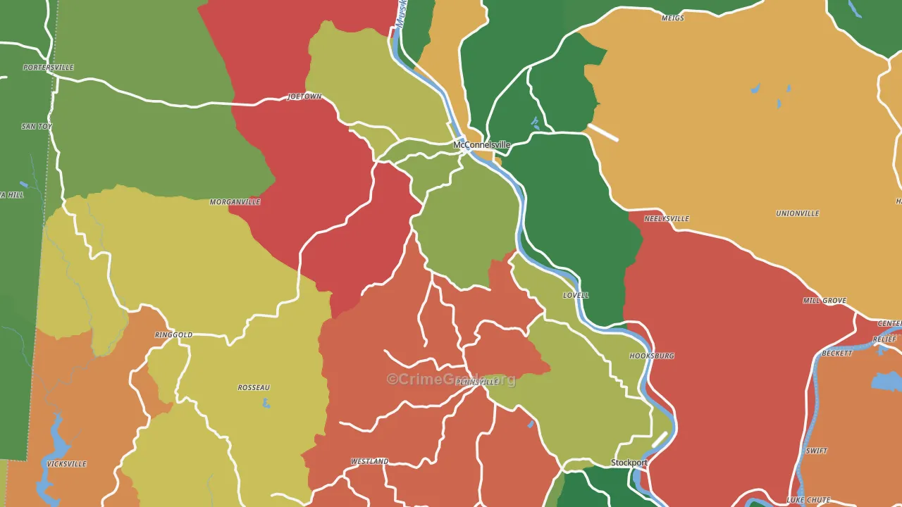 Morgan County, OH Map of Assault Rates