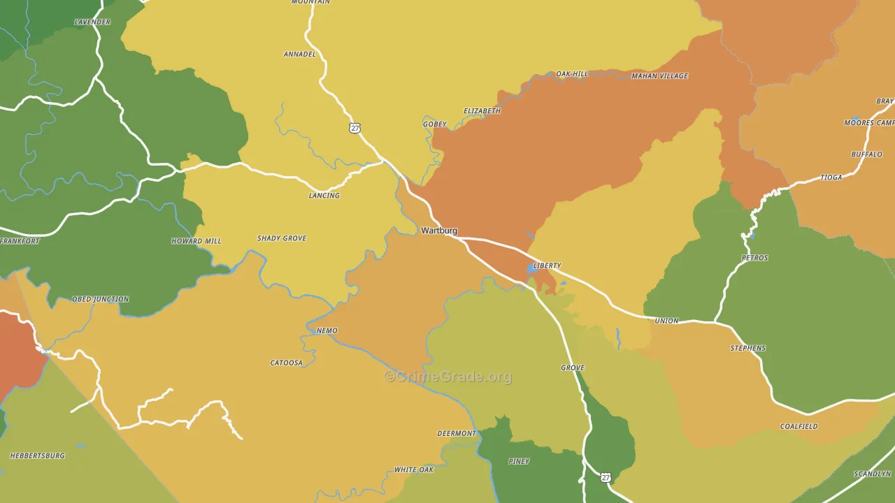 Morgan County, TN Map of Assault Rates