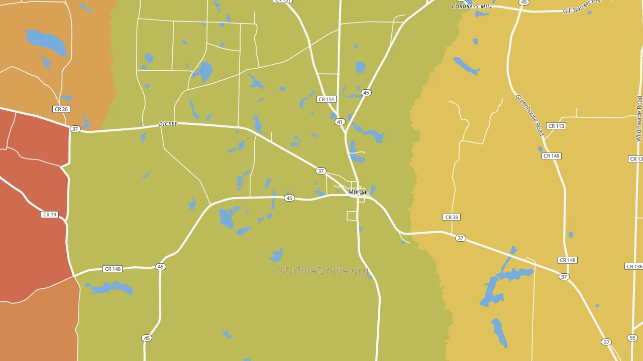 Morgan, GA Map of Assault Rates