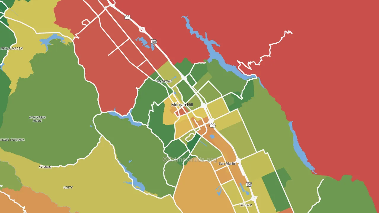 Morgan Hill, CA Map of Assault Rates