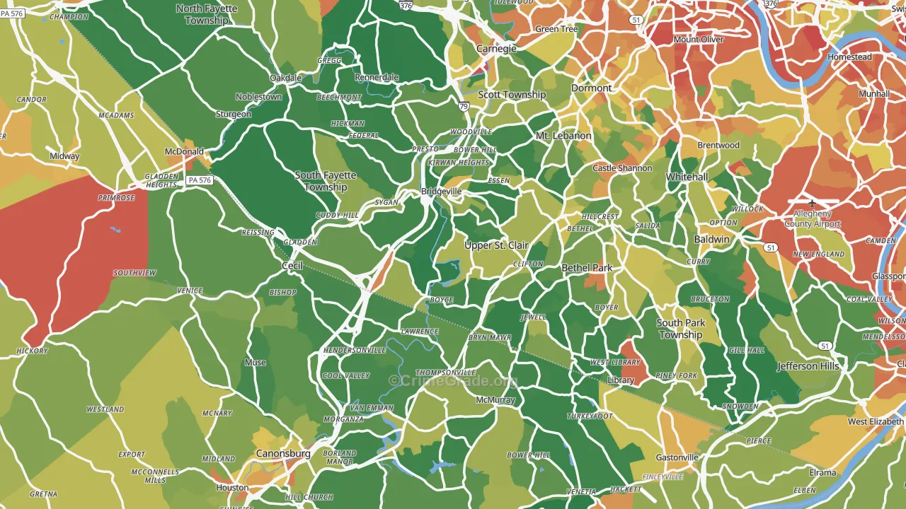 Morgan, PA Map of Assault Rates