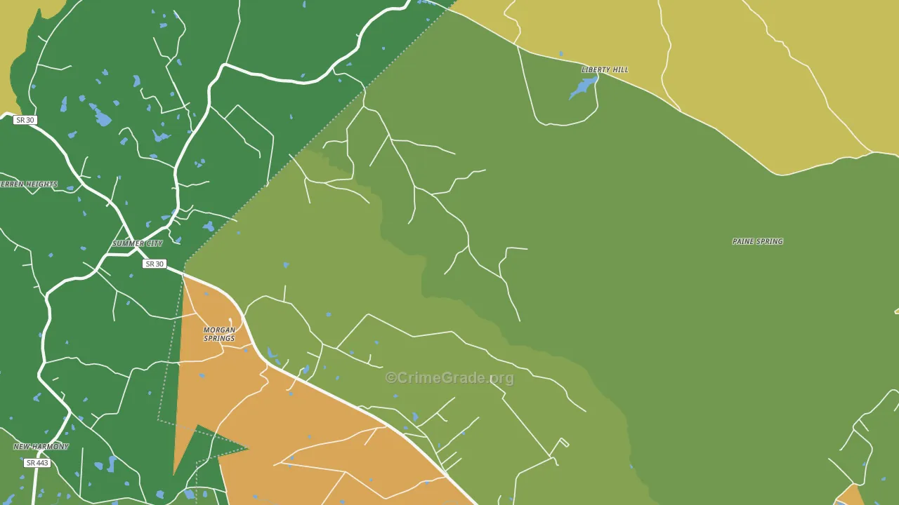Morgan Springs, TN Map of Assault Rates