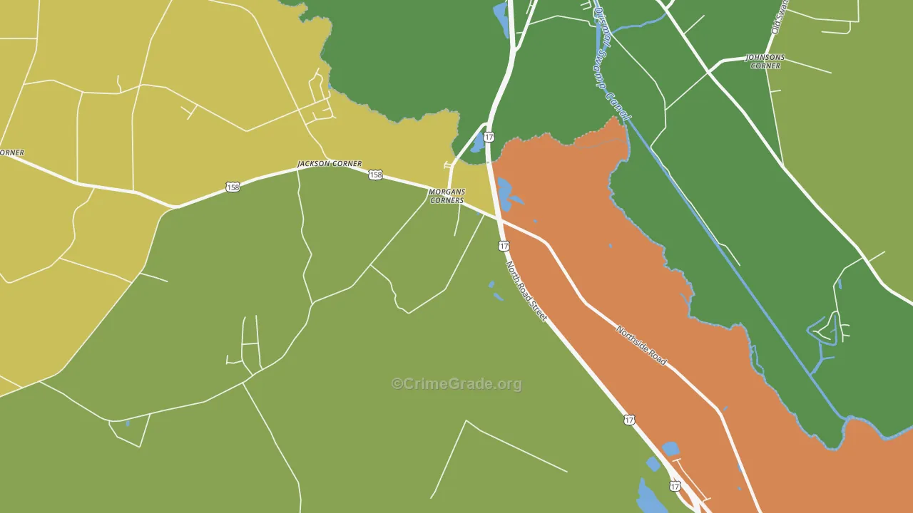 Morgans Corners, NC Map of Assault Rates