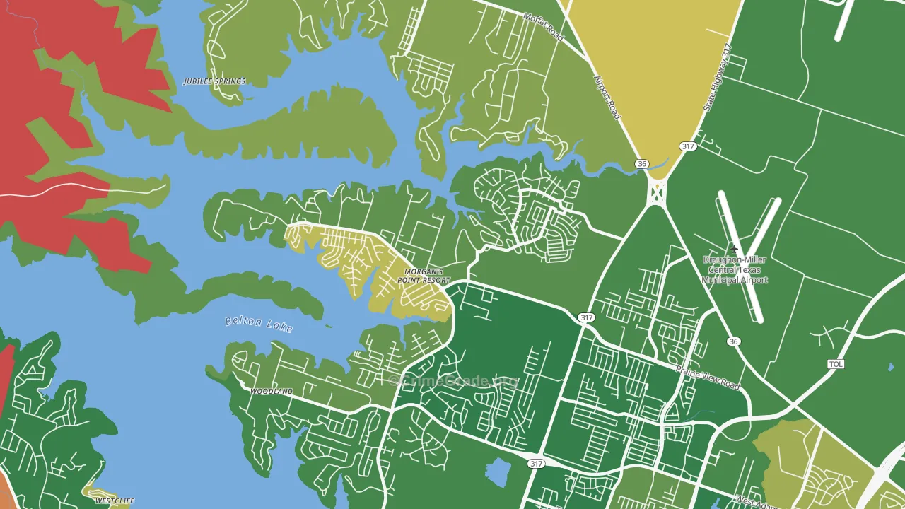 Morgans Point Resort, TX Map of Assault Rates
