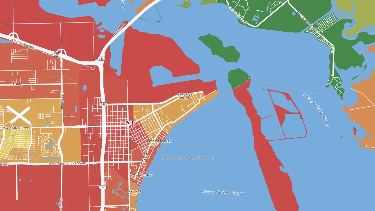 Morgans Point, TX Map of Assault Rates