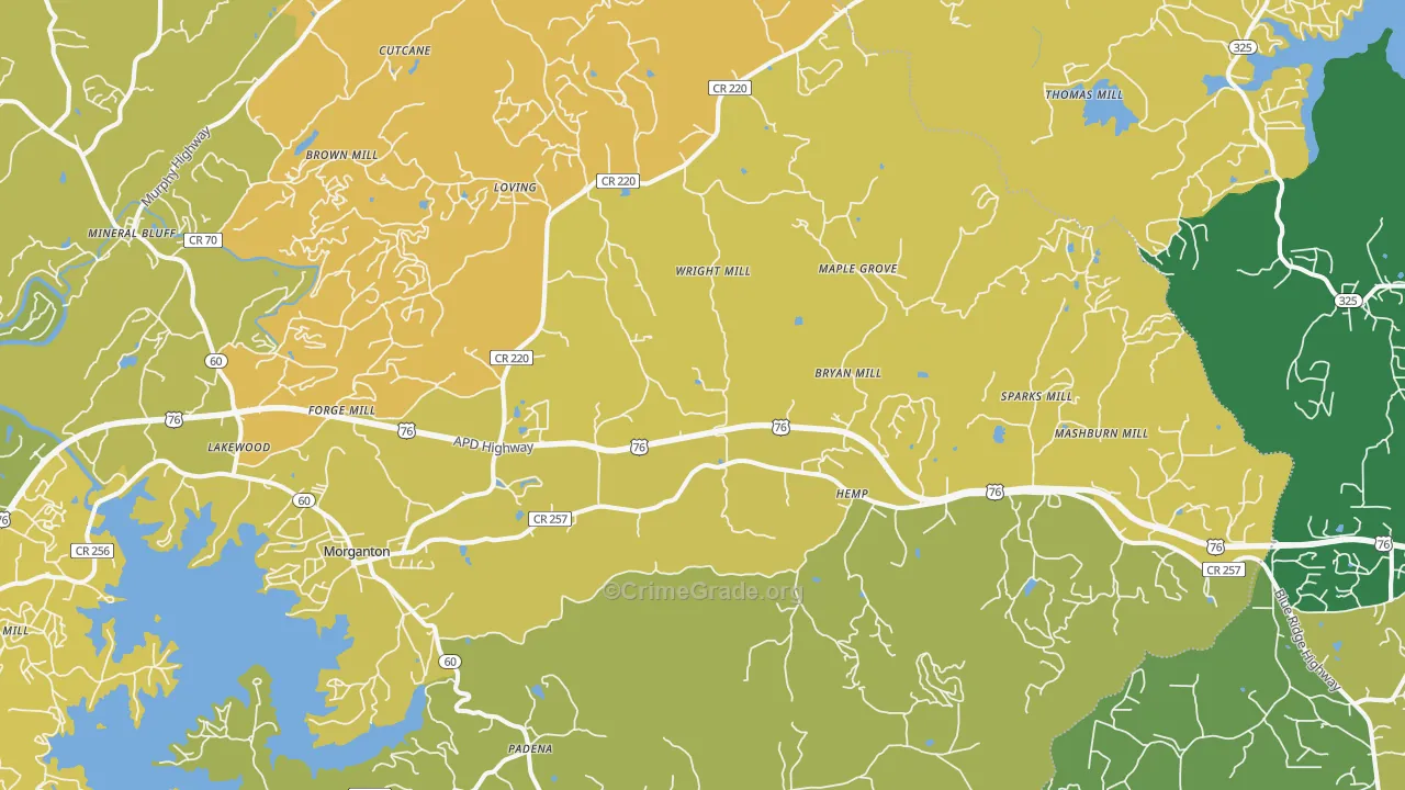 Morganton, GA Map of Assault Rates