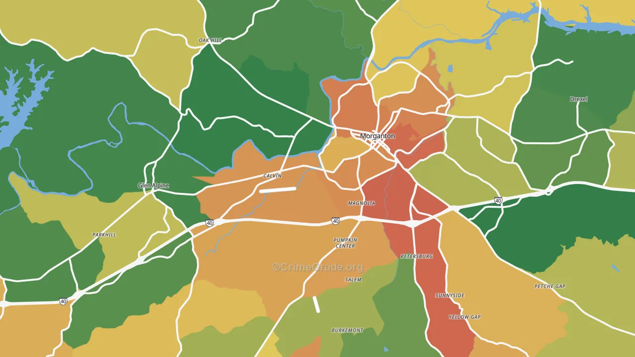 Morganton, NC Map of Assault Rates