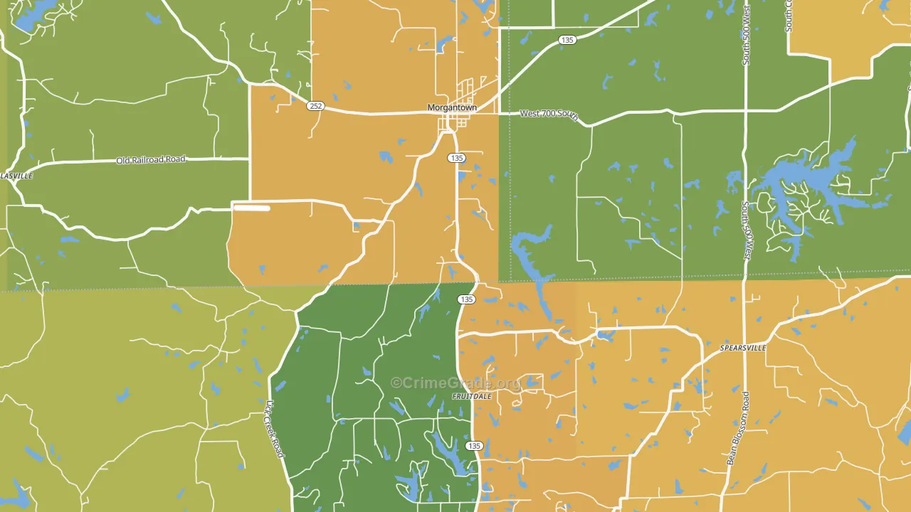 Morgantown, IN Map of Assault Rates