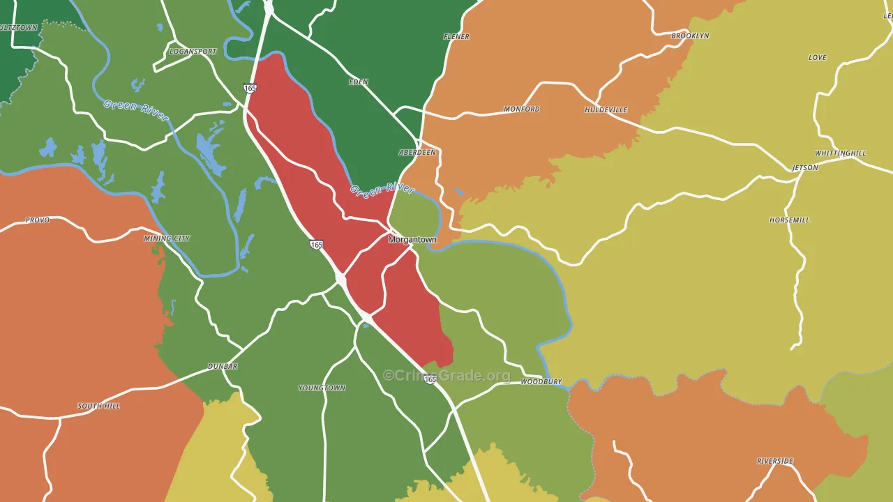 Morgantown, KY Map of Assault Rates