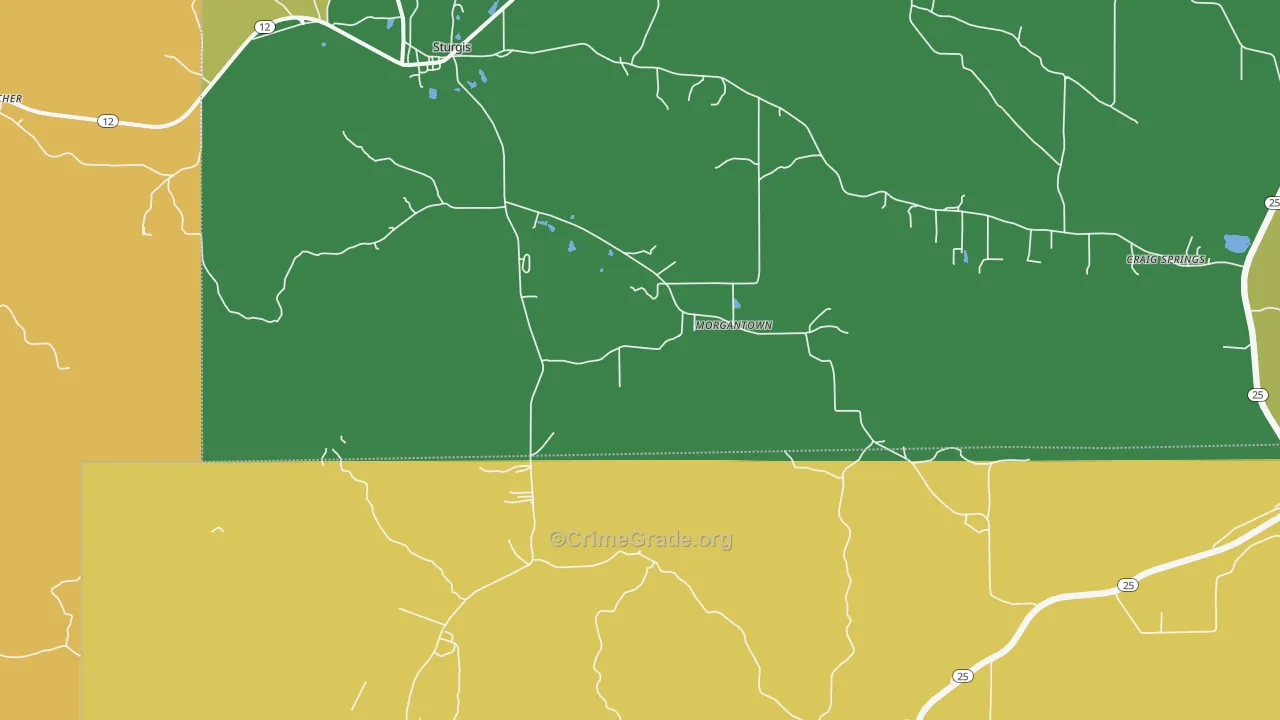 Morgantown, MS Map of Assault Rates