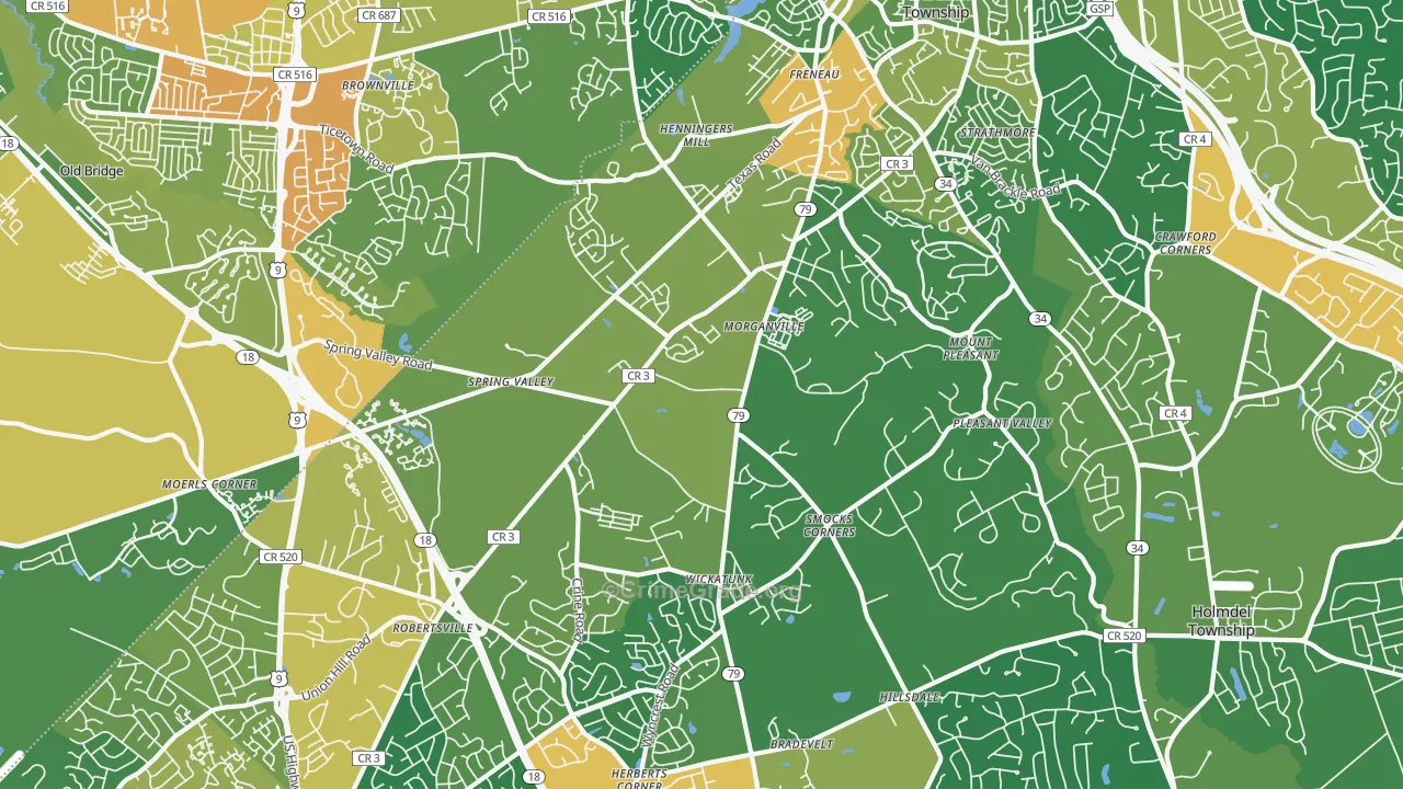 Morganville, NJ Map of Assault Rates