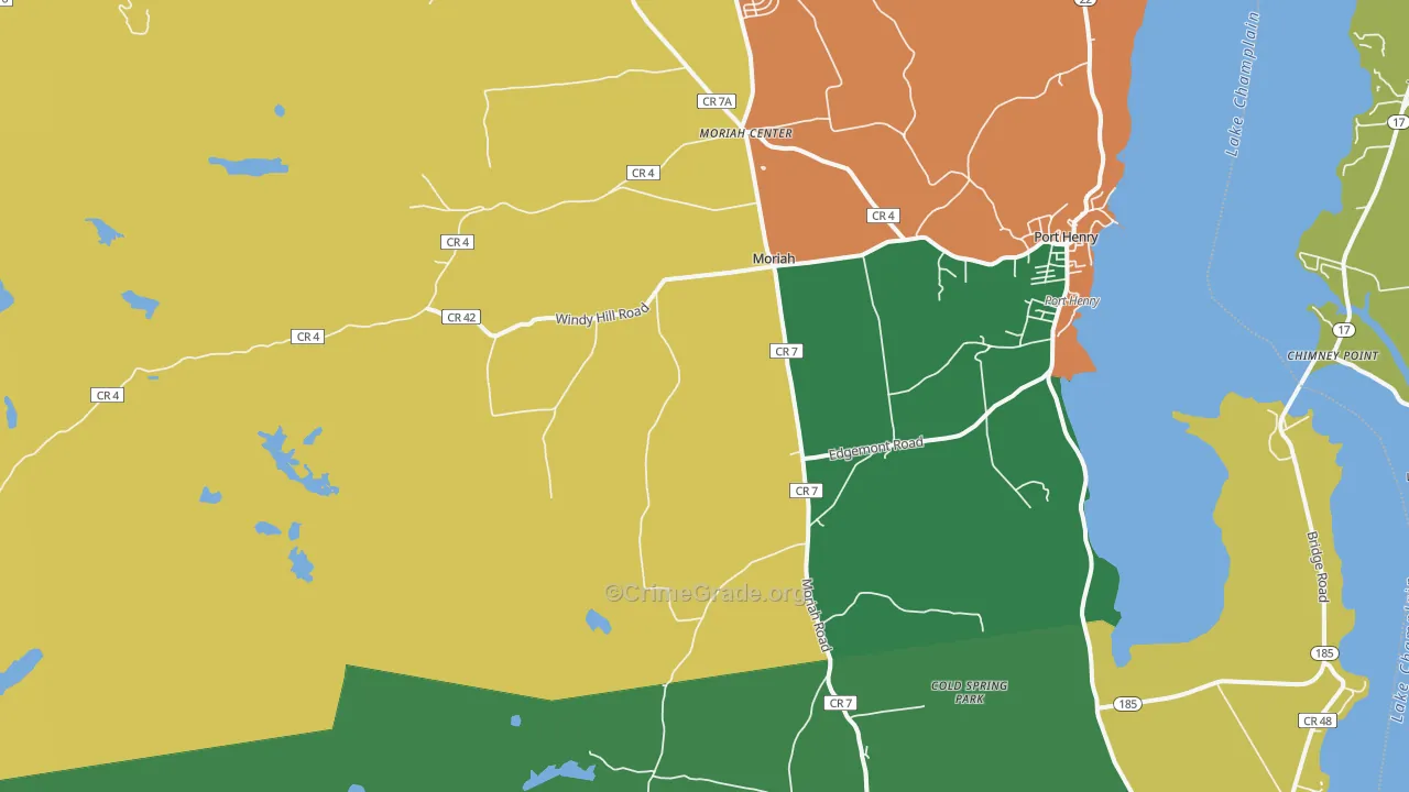 Moriah, NY Map of Assault Rates