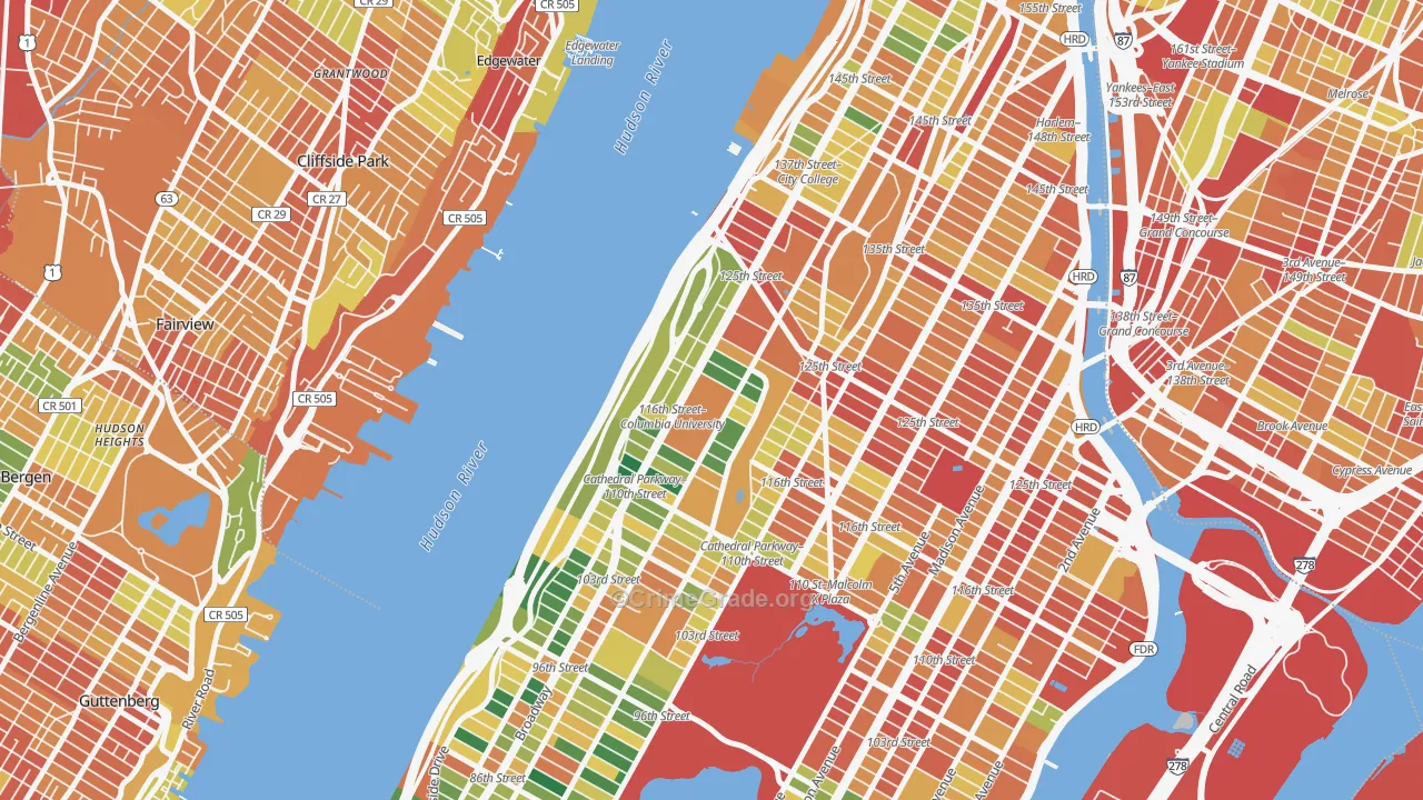 Morningside Heights, Manhattan, NY Map of Assault Rates