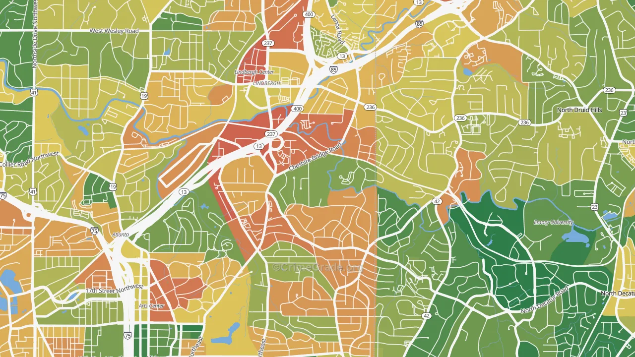 Morningside-Lenox Park, Atlanta, GA Map of Assault Rates