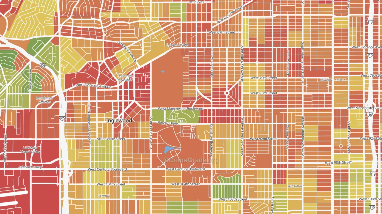Morningside Park, Inglewood, CA Map of Assault Rates
