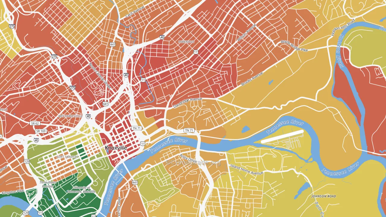 Mornngside, Knoxville, TN Map of Assault Rates
