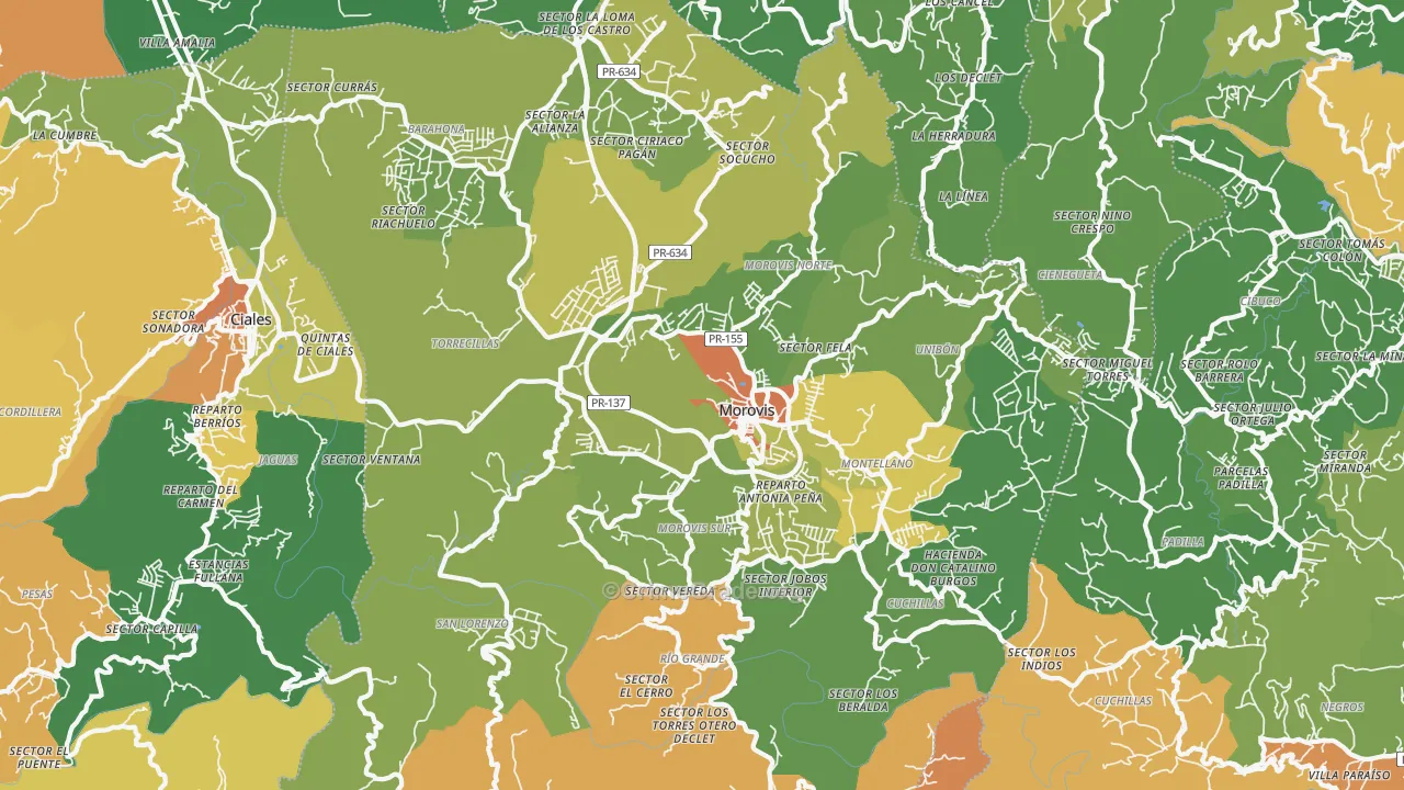 Morovis Municipio, PR Map of Assault Rates