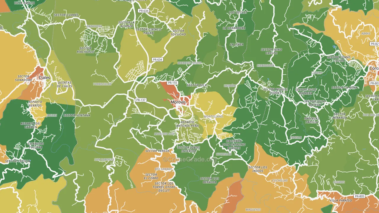 Morovis, PR Map of Assault Rates